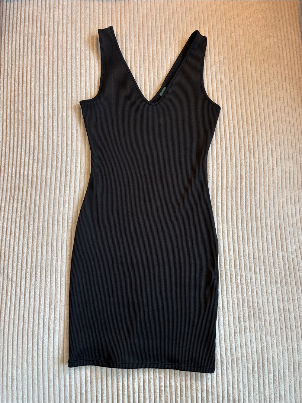 wild fable Black Ribbed V-Neck Mini Dress